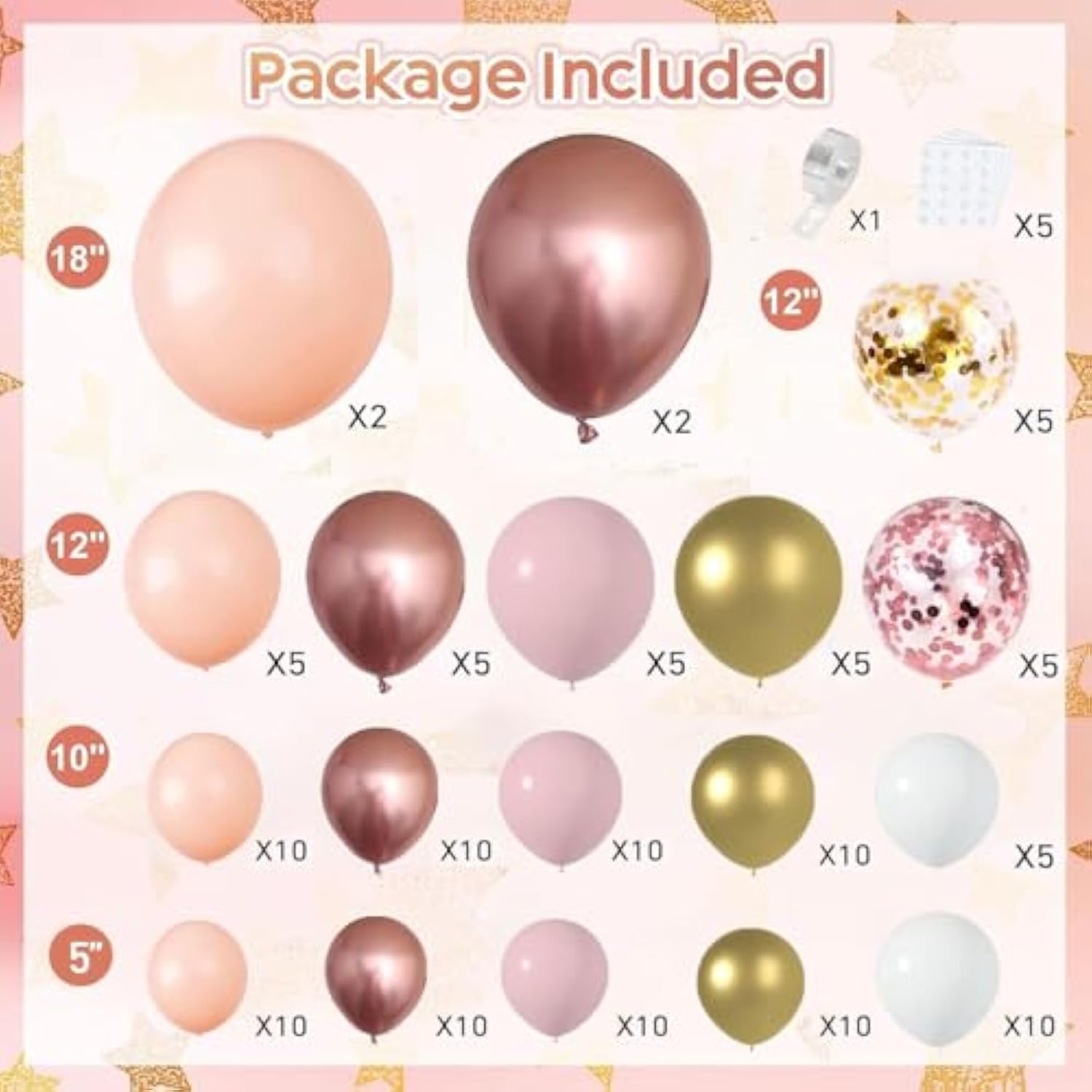 Rose Gold Balloon Garland Kit: Nude, Pink & Confetti Party Decor