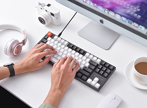C1 87 Key Tkl Wired Mechanical Keyboard For Mac Windows, 80% Layout Gateron Brown Switch White Led Backlit Double-Shot Abs Keycaps, Usb-C Gaming Keyboard For Gamer/Typists/Office