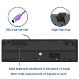 Mcsaite Wired Ps2 104 Keys Computer Keyboard With Stands,Black,Waterproof - Us