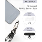 Phone Tether Tab 2 Pack,Universal Phone Lanyard Patch Without Adhesive,Phone Strap Replacement Part For Cell Phone (Black&Clear)