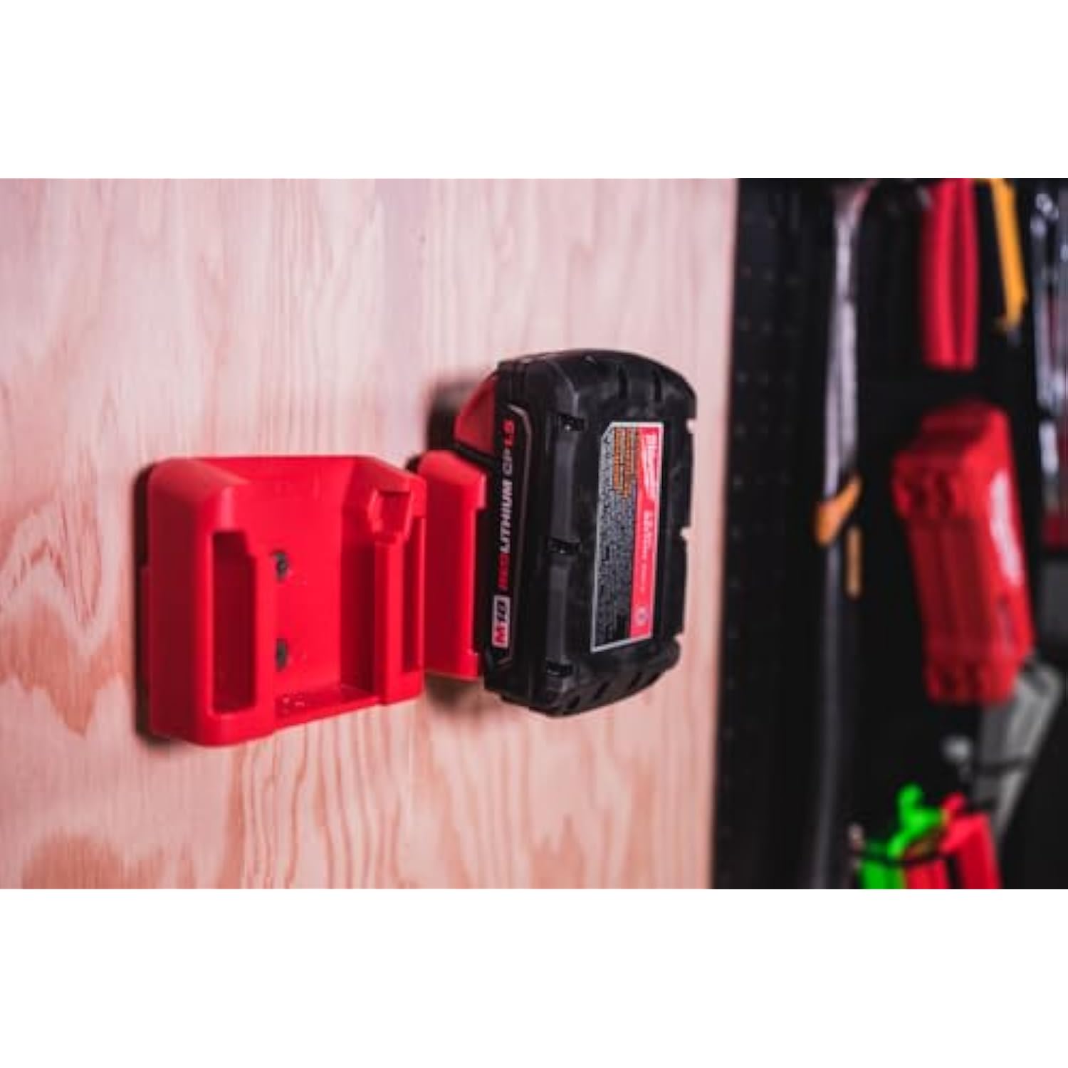 Battery Holder Fits Milwaukee M18 - Work With Milwaukee Packout - Fits Milwaukee M18 Battery - Perfect For Work Van Accessories, Work Bench, Tool Box | Milwaukee Packout Accessories (2-Pack)