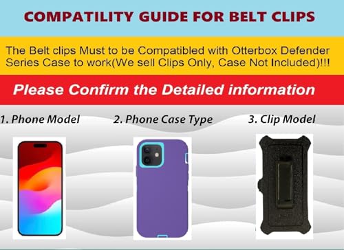 2 Pack Replacement Belt Clip Holster For Otterbox Defender Series Case Apple Iphone 15,Iphone 15 Pro (6.1')