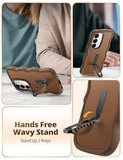 for  Galaxy S24/S25 Case with Stand and Strap, Curly Wavy Phone Case for Women Girls, Translucent Matte Shockproof Protective Cover for Galaxy
