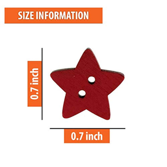 100 Pcs Colorful Wooden Star Buttons With 2 Holes Rustic Buttons For C
