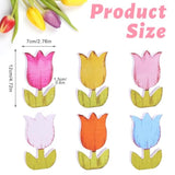 6 Packs Spring Tulip Wooden Centerpieces For Table Decorations, Rustic Tulip Flower Wood Tabletop Signs For Indoor Home School Office Mantel Tiered Tray Decor