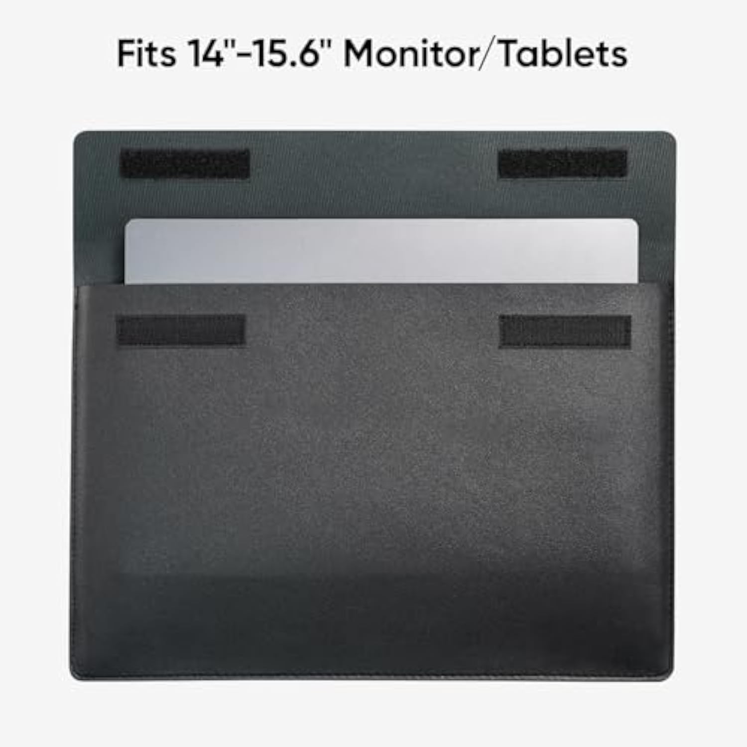 15.6" Waterproof Leather For Laptops And Ipad Cases, Versatile Pu Leatherportable Monitor Sleeve Bag, Fits 13"-15.6" Monitor/Tablets - Black