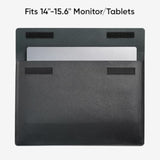 15.6" Waterproof Leather For Laptops And Ipad Cases, Versatile Pu Leatherportable Monitor Sleeve Bag, Fits 13"-15.6" Monitor/Tablets - Black