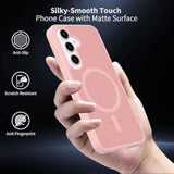 Samsung Galaxy S24 Case Magnetic, Compatible with Magsafe 6.2 Inches Slim Fit Heavy Duty Protection Wireless Charging Lightweight Shockproof Anti-Slip Protective Phone Cover, Pink