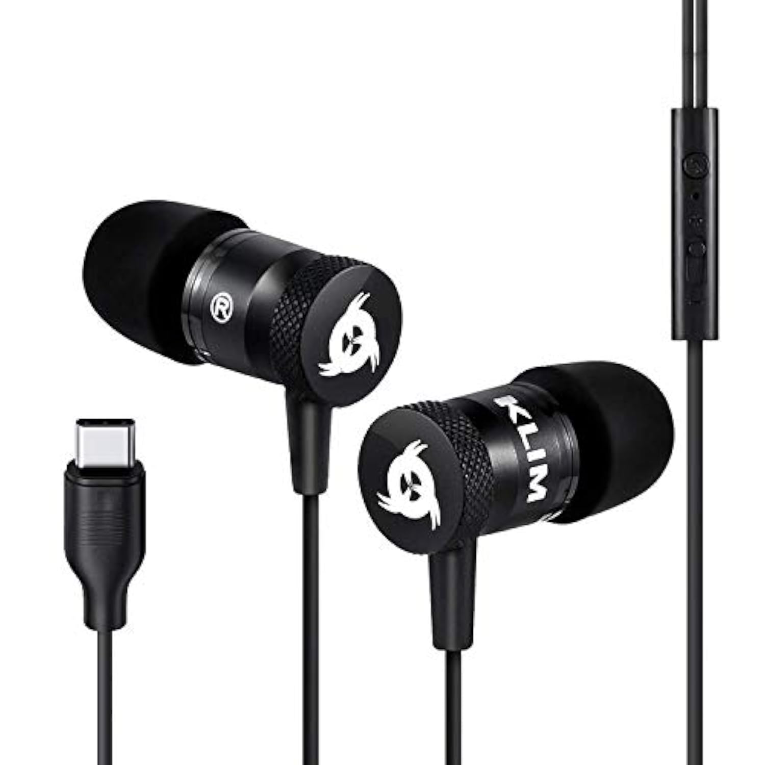 Klim Fusion Earbuds With Microphone + Long-Lasting Wired Ear Buds - Innovative: In-Ear With Memory Foam + Earphones With Mic And Usb-C - New 2022 Version (Black - Usb-C) (Renewed)