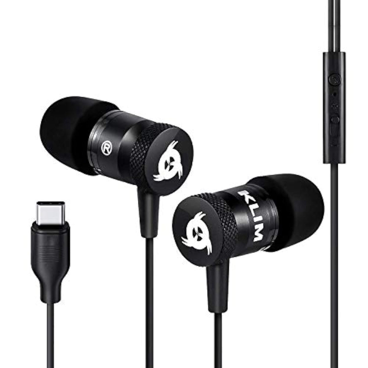Klim Fusion Earbuds With Microphone + Long-Lasting Wired Ear Buds - Innovative: In-Ear With Memory Foam + Earphones With Mic And Usb-C - New 2022 Version (Black - Usb-C) (Renewed)