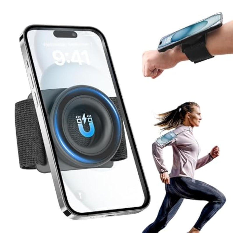 Running Phone Holder For Iphone [360° Rotatable & Upgrade Anti-Drop] Magnetic Wrist Phone Holder, Magsafe Armband Compatible With Iphone 16 Pro And Android - Black
