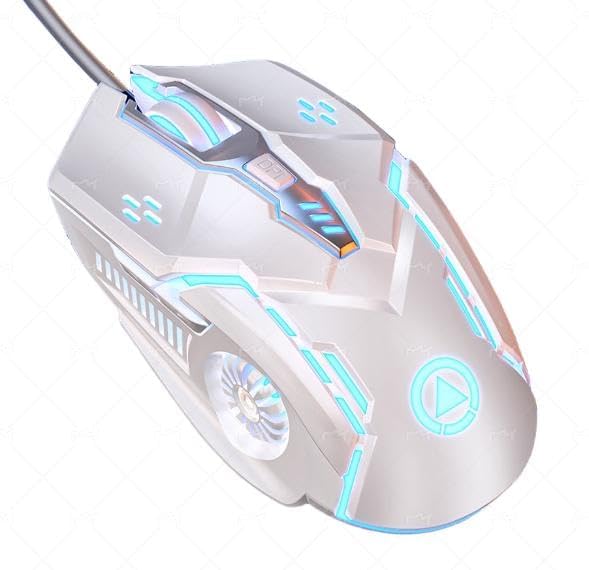Silent Click Mouse, Gaming Mouse Wired, 6 Button, 4 Adjustable Dpi Upto 3200 Dpi, Rgb Lighting, Compatibility For Pc/Laptop/Mac, Wired Mouse Used For Games And Office (White)