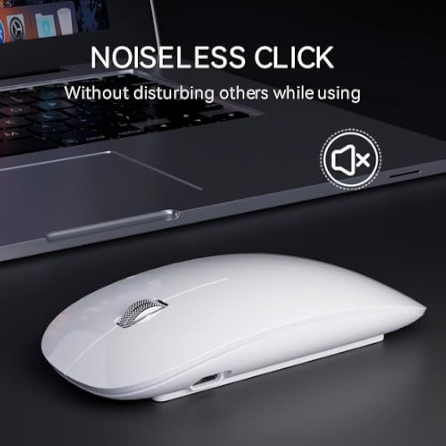 Wireless Mouse, Usb C Rechargeable Computer Mouse, Slim Silent Mice 2.4Ghz Opt