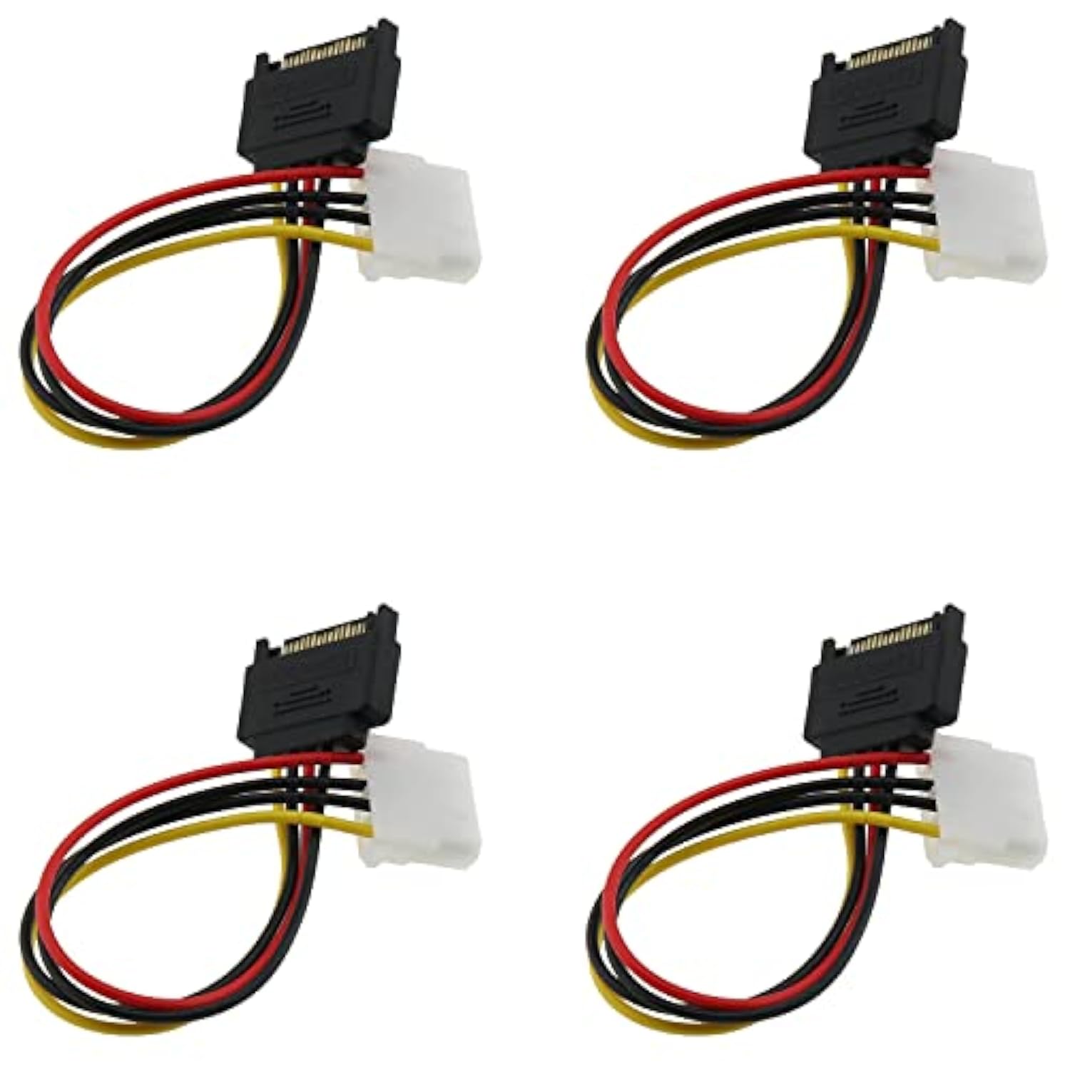 4Pcs Sata 15Pin Male To 4Pin Ide Molex Female Cable For Serial Ata Hard Drives