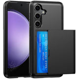 Wallet For Samsung Galaxy S23 Fe Case With Card Holder Dual Layer Military Grade Protective Shockproof Hidden Card Slot Slim Fit Phone Cover - Black