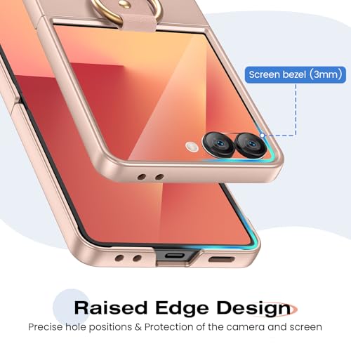for  Galaxy Z-Flip-7 Case with Ring, Full Body Shockproof Z Flip7 Case with Built-in Outer Screen Protector Girls Women Cover for Galaxy Z