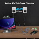 45W Super Fast Charger Type C, [2 Pack] 45 Watt Usb-C Charger Pd/Pps Wall Charging Block For Samsung Galaxy S25 Ultra/S25+/S25/S24/S23 Ultra/S23+/S22 Ultra/S22+/S20 Ultra, Tab S8(With 2X 8Ft Cable)