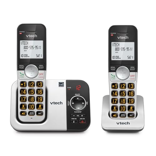 Vg232-2 Cordless Phone With Answering Machine - 2 Handsets, Large Backlit Display, Big Buttons, Full-Duplex Speakerphone, Caller Id, 14-Min Digital Answering System, Easy Setup - Silver/Black