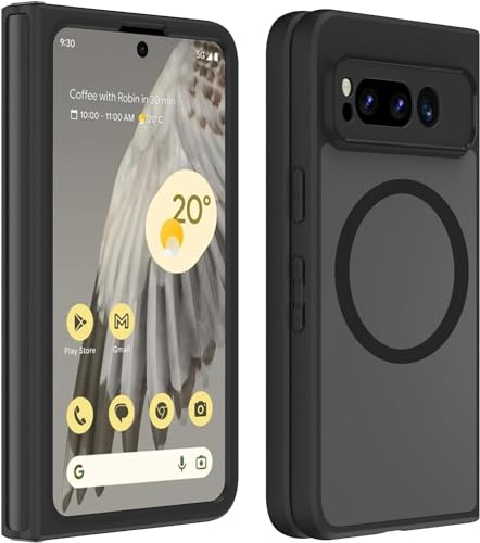 Magnetic Case for Google Pixel Fold (2023), Translucent Frosted Matte Back, Compatible with Mag Safe Wireless Charger, Slim Fit Shockproof Case