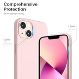 Compatible With 13 Case 6.1, Slim Liquid Silicone 3 Layers Full Covered Soft Gel Rubber Case Cover 6.1 Inch-Chalk Pink