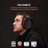 i5 Open-Back Planar Magnetic Headphones with 97mm Ultra-Large Diaphragm, CNC Metal & Walnut Wood, Audiophile Wired Studio Headphones for Multi-Source
