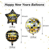 Large Happy New Year 2026 Foil Disco Balloons Party Supplies