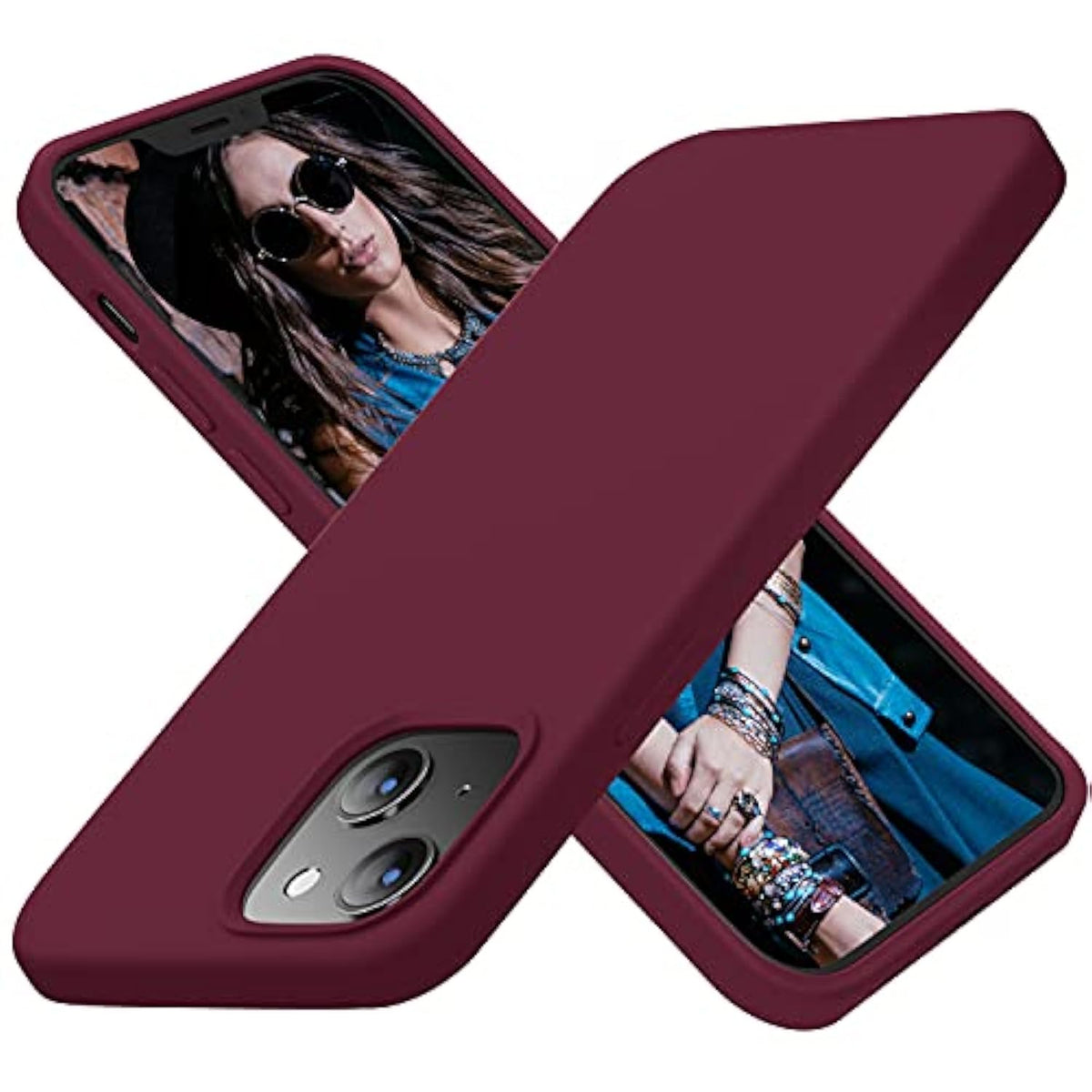 Designed For Iphone 13 Case, Designed For Iphone 14 Case, Silicone Ultra Slim Shockproof Protective Phone Case With [Soft Anti-Scratch Microfiber Lining], 6.1 Inch, Plum
