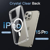 JETech Magnetic Case for iPhone 15 Pro 6.1-Inch Compatible with MagSafe Wireless Charging, Shockproof Phone Bumper Cover, Anti-Scratch Clear Back (Clear)