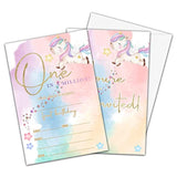 Unicorn Birthday Invitations For Boys Girls, Rainbow Birthday Party Supplies And Decoration, 20 Cards With 20 Envelopes -A04