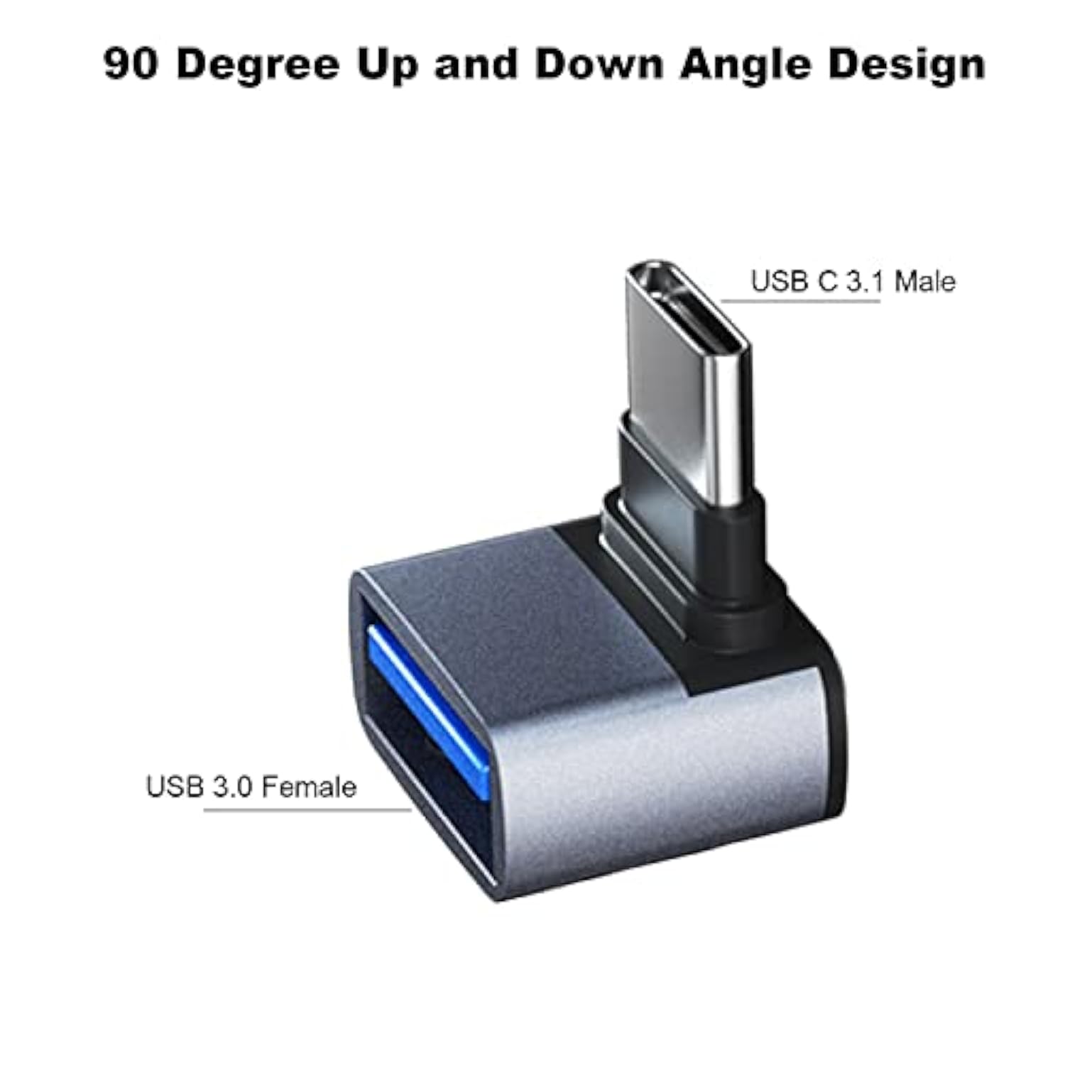4 Pack Usb C To Usb 3.1 Adapter, 90 Degree Up And Down Right Angle Usb Type C