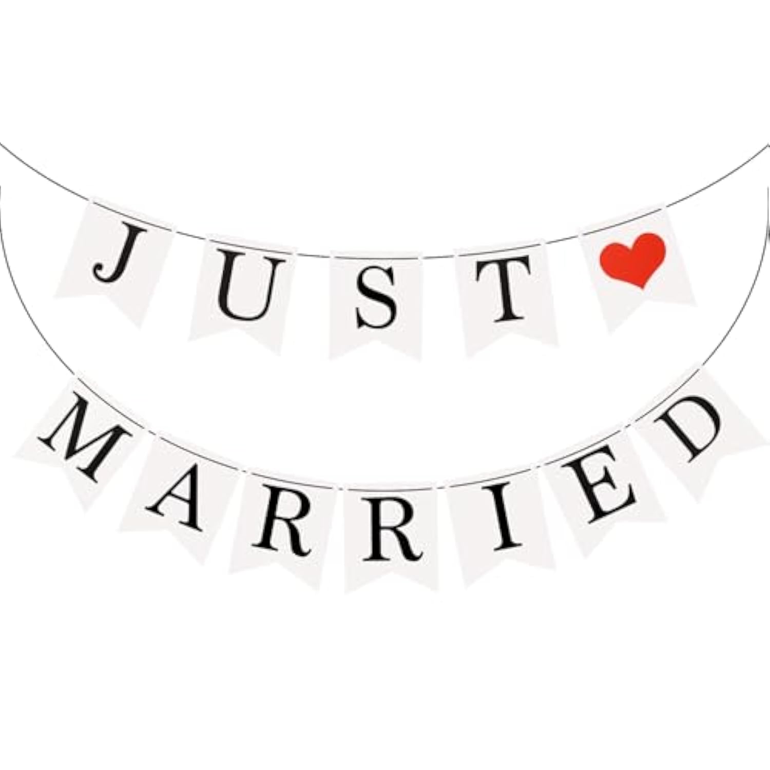 Just Married Wedding Banner, Card Flag Decoration for Bridal Shower & Anniversary