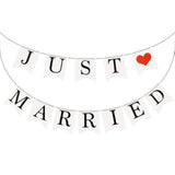 Just Married Wedding Banner, Card Flag Decoration for Bridal Shower & Anniversary