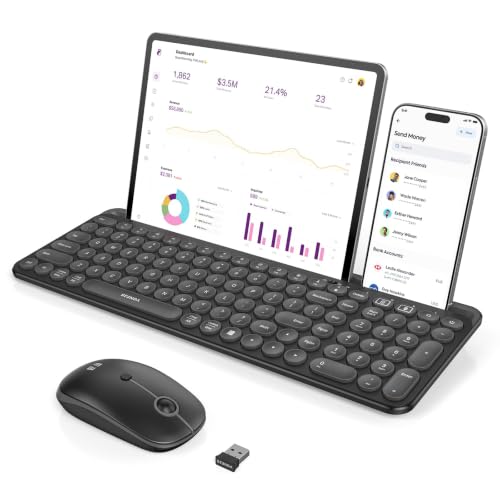 Bluetooth Keyboard And Mouse For Ipad, Ctu-301 Wireless Multi-Device Connection Bluetooth+2.4G Keyboard Mouse Combo With Tablet Holder For Ipad/Macbook/Windows, Ios/Andriod/Phone, Black