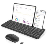 Bluetooth Keyboard And Mouse For Ipad, Ctu-301 Wireless Multi-Device Connection Bluetooth+2.4G Keyboard Mouse Combo With Tablet Holder For Ipad/Macbook/Windows, Ios/Andriod/Phone, Black