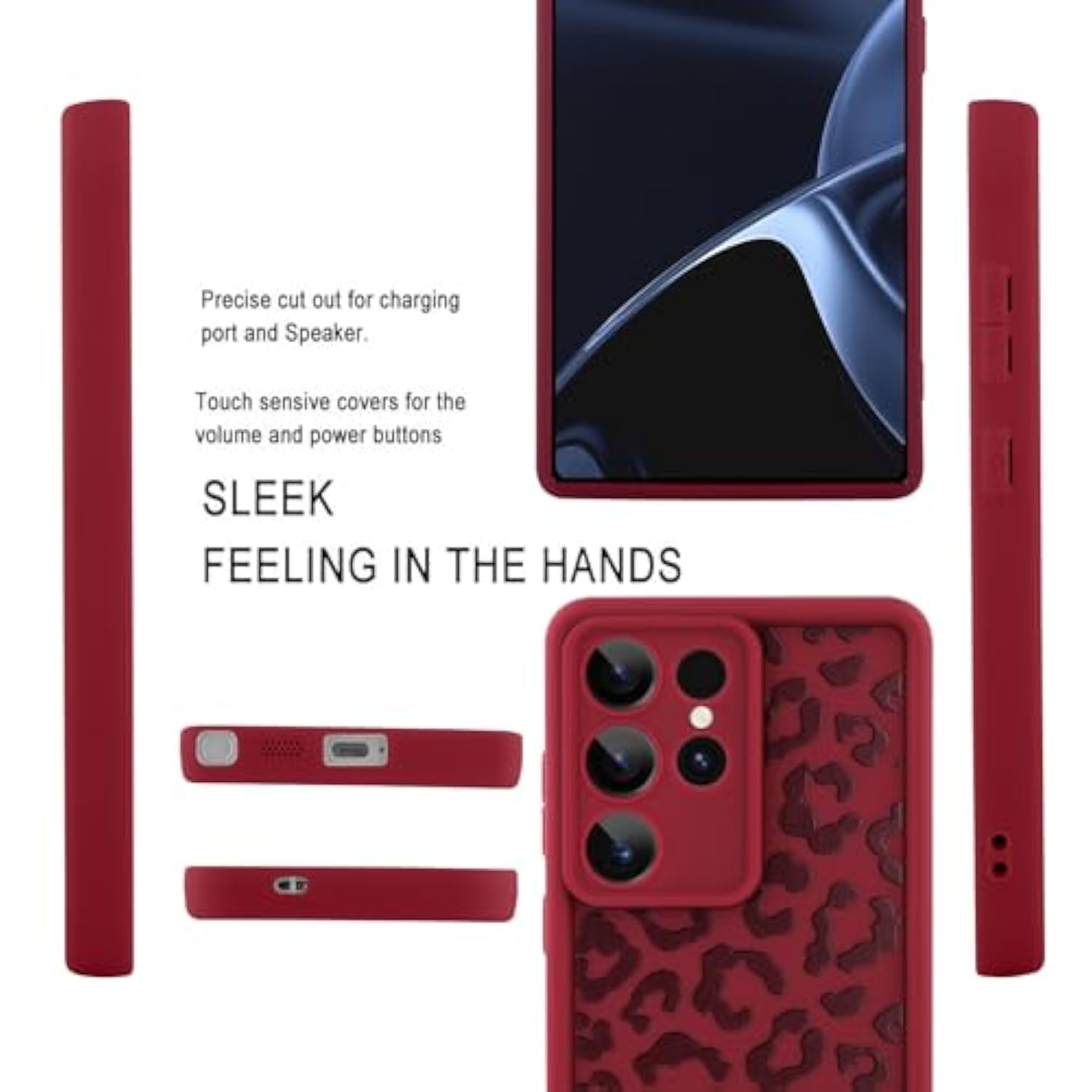 Compatible With Samsung Galaxy S25 Ultra Case, Cheetah Print Shockproof Soft Tpu Protective Cover For Women Girls, Slim Anti Scratch Leopard Case For Galaxy S25 Ultra 6.9 Inch, Wine Red