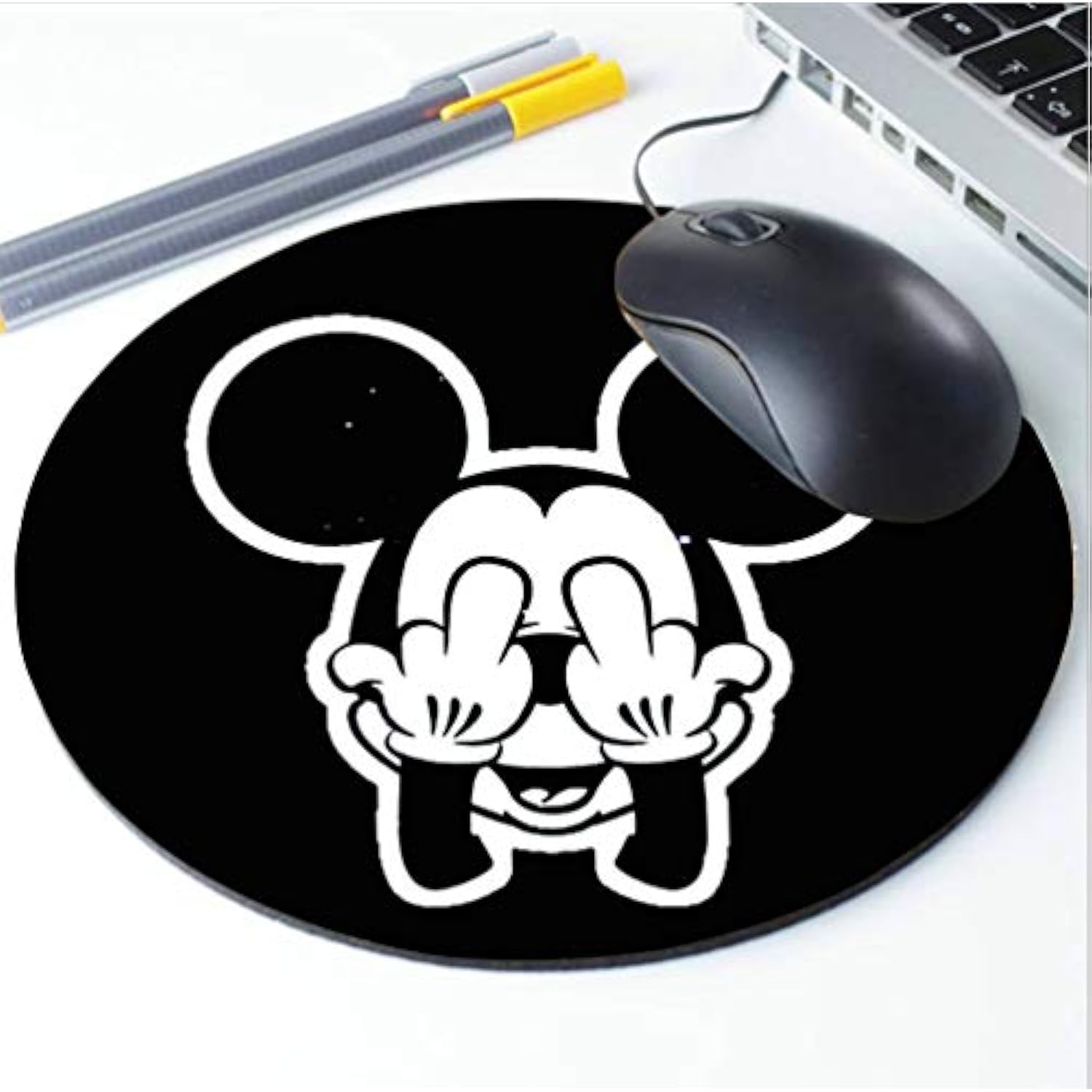 Cute Mouse Pad Black Mousepad Non-Slip Rubber Funny Mat For Gaming And Gift