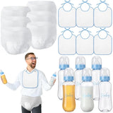 6 Sets Bottle Chug Baby Shower Games Juegos Para Plastic Baby Bottles Bibs Disposable Diapers Gender Reveal Games Baby Changing Diaper Race Game Decoration (Blue)