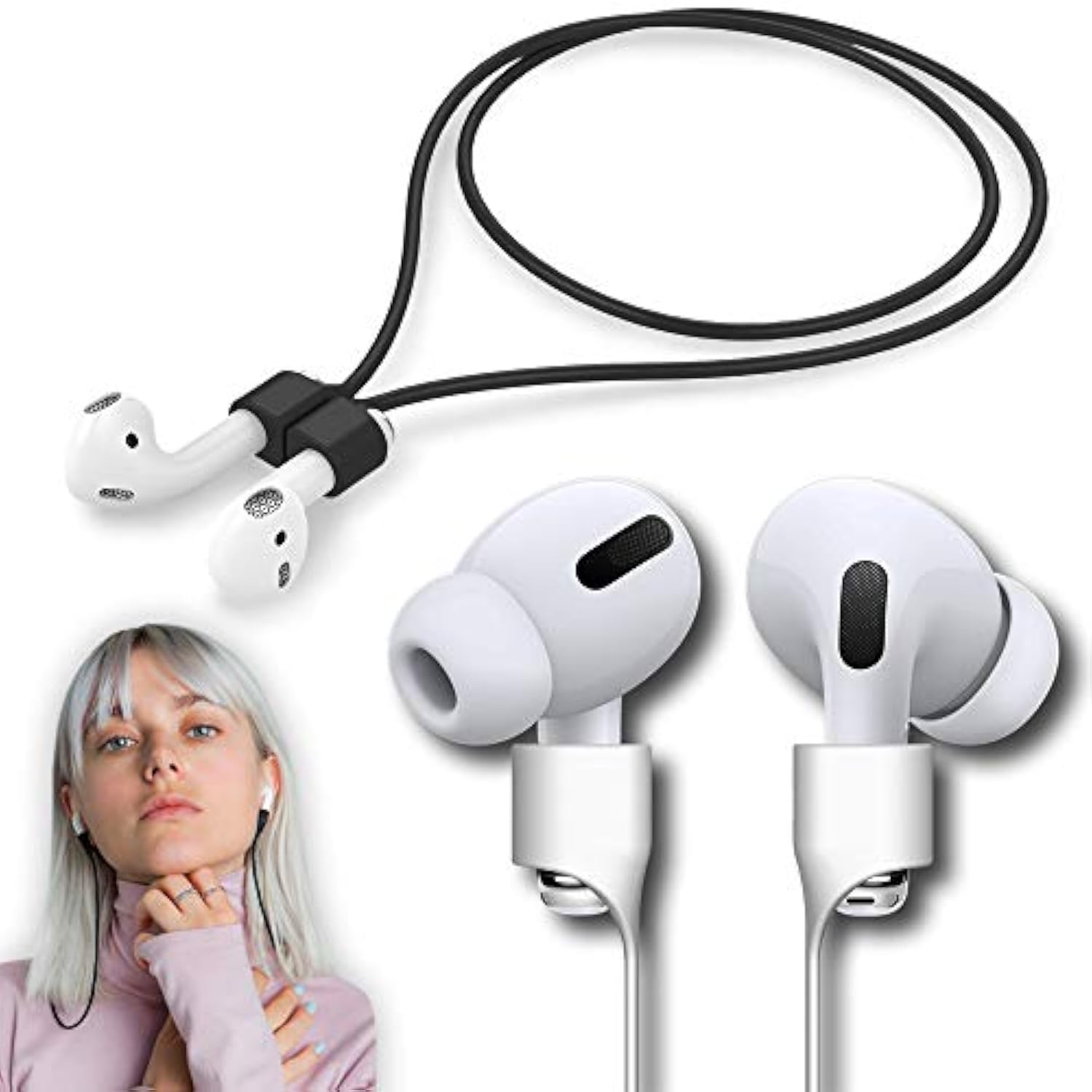 Ultra Strong Magnetic Airpod Pro Strap Anti-Lost Cord Sports Lanyard Compatible With Airpods 3Rd 2Nd Generation Pro 3 2 1 (Black)