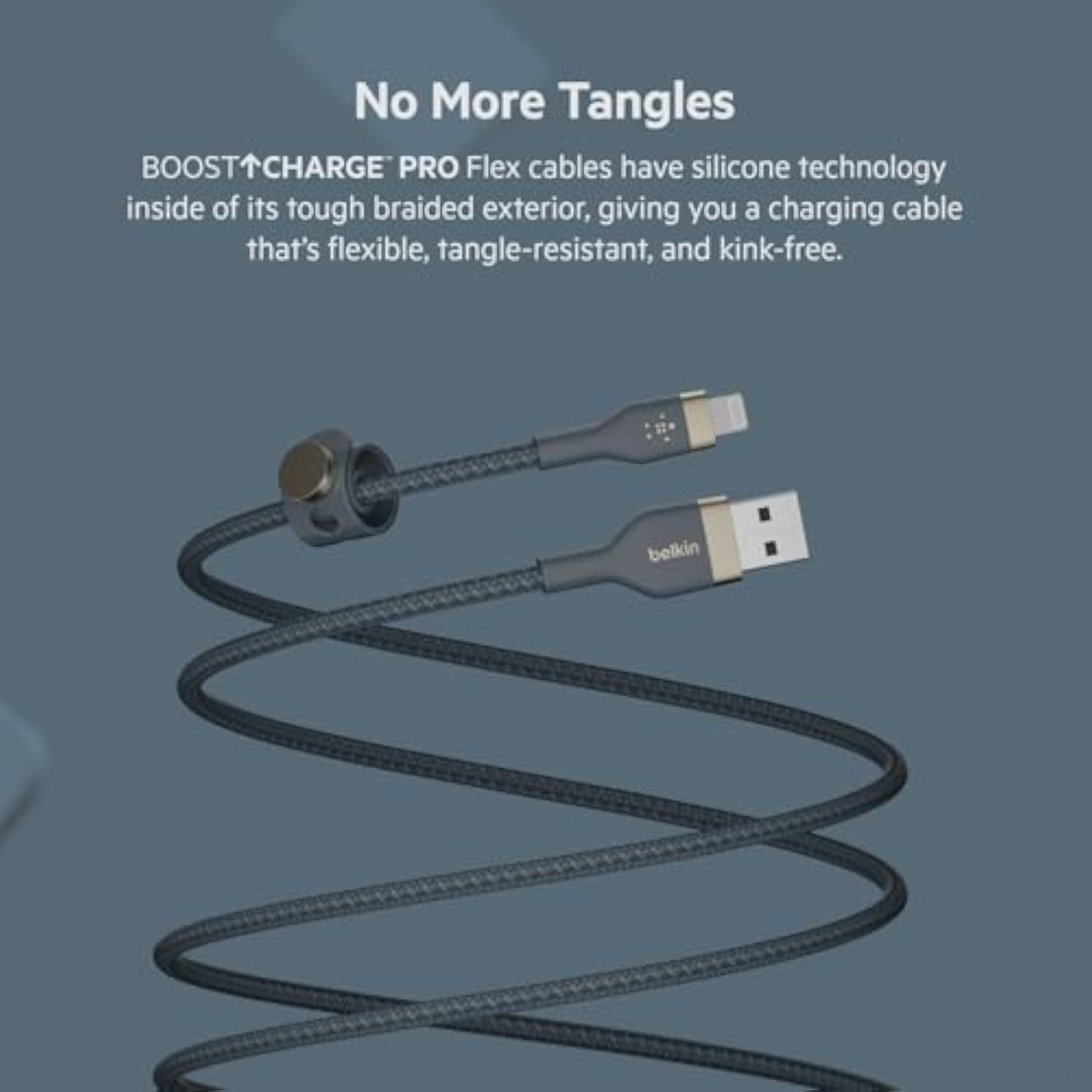 Belkin BoostCharge Pro Flex Braided USB Type A to Lightning Cable (2M/6.6FT), MFi Certified Charging Cable for iPhone 13, 12, 11, Pro, Max, Mini, SE, iPad and More, 2-Pack, Blue