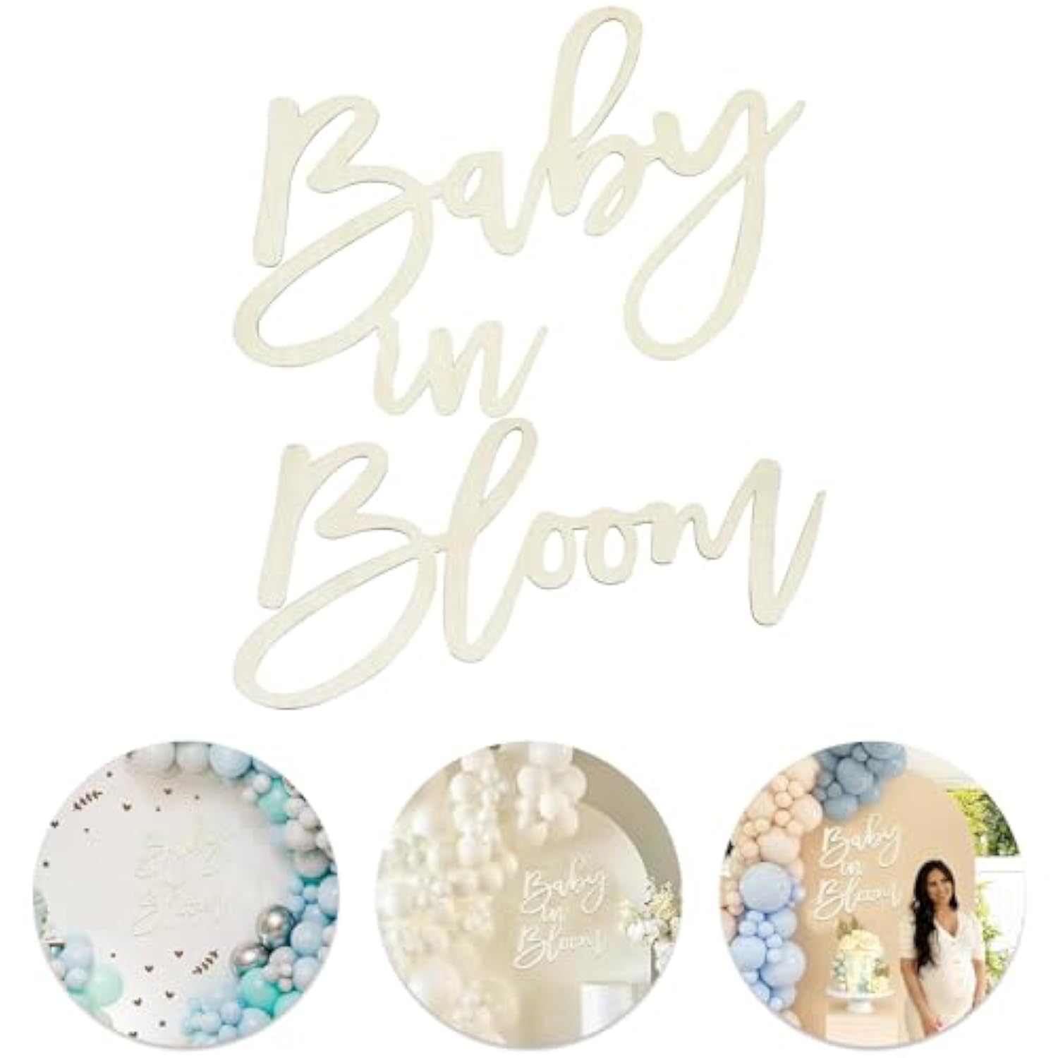 Wooden Baby In Bloom Sign, 16"X12" Baby Shower Party Decorations For Boy/Girl, Gender Reveal Backdrop, Photography Background