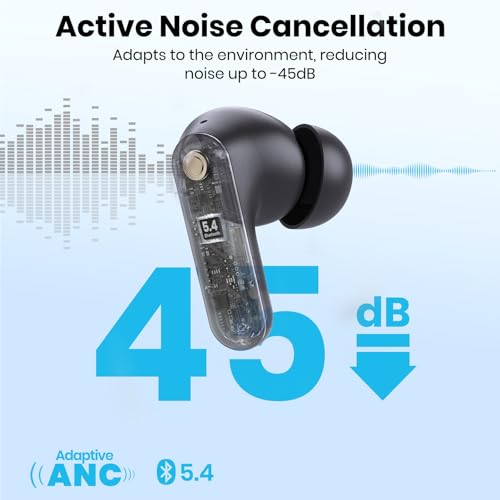 Bluetooth Headphones 5.4 Wireless Earbuds 2-in-1 Case and Phone Stand Noise Cancelling Earbuds Powerful Bass in-Ear Bluetooth 70H Playtime 35dB