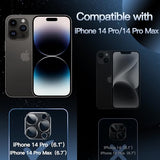 Camera Lens Protector for iPhone 14 Pro 6.1-Inch and iPhone 14 Pro Max 6.7-Inch, Full Coverage 9H Tempered Glass Ring Cover, Matte Metal Plate, Case