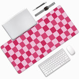 Pink Purple Checkerboard Mouse Pad Large Desk Mat For Keyboard And Mouse Non-Slip Gaming Mousepad Office Desk Accessories For Computer 35.4X15.7Inch