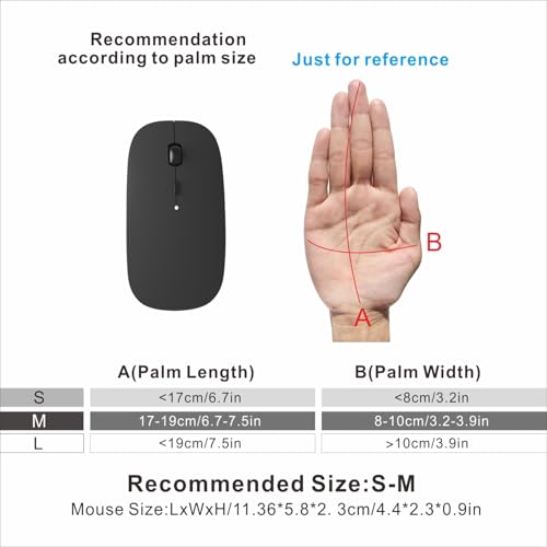 Bluetooth Rechargeable Mouse For Ipad Air/Ipad Pro/Laptop/Tablet/Iphone/Pc, (Not For Mac,Macbook) Black