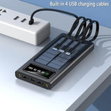 Power-Bank-Solar-Charger - 20000Mah Portable Charger,Solar Power Bank,Camping External Backup Battery Pack,Fast Solar Panel Charger With Dual Flashlight And 4 Usb Cables (Black)