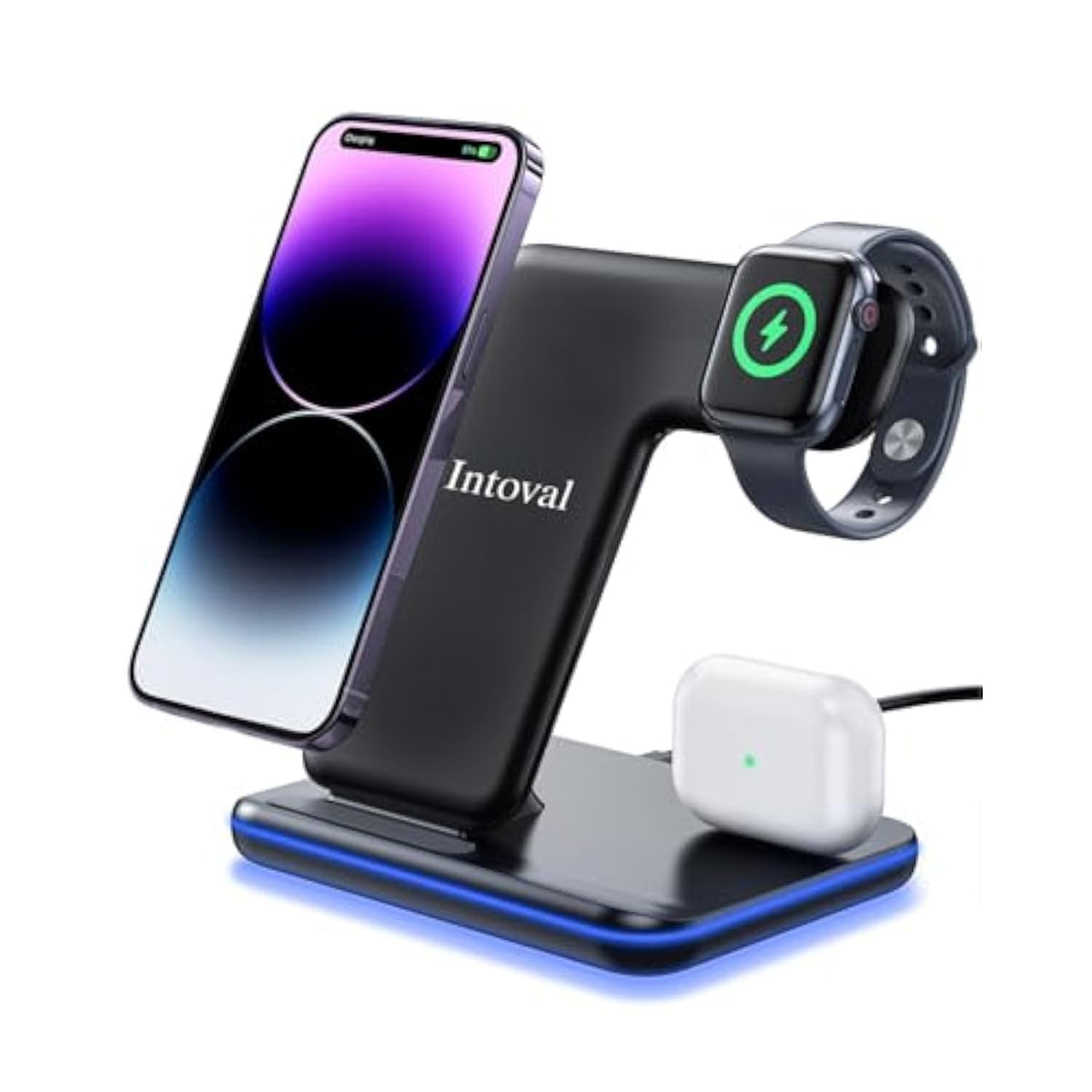Charging Station For Apple Iphone/Iwatch/Airpods, 3 In 1 Wireless Charger For Iphone 14/13/12/11/Xs/Xr/Xs/X/8, Iwatch 8/Ultra/7/6/Se/5/4/3/2, Airpods Pro2/Pro1/3/2/1 (Z5,Black)
