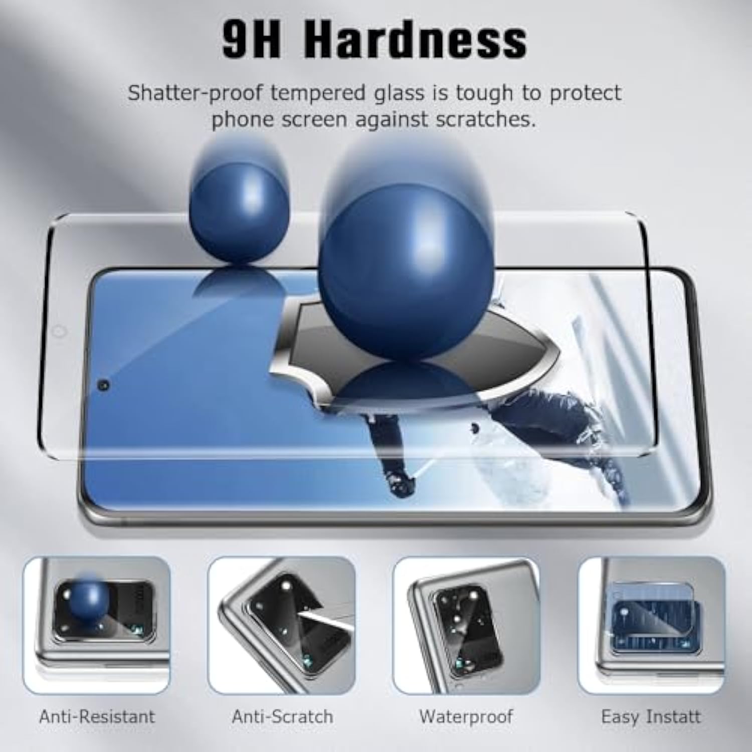 3+2 Pack Galaxy S20 Ultra Screen Protector And Camera Lens Protector,Hd Full Coverage,Support Fingerprint,9H Tempered Glass,Sensitive Touch,Easy Installation For Galaxy S20 Ultra 5G -6.9 Inch