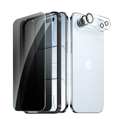 2+2 Pack For Iphone 17 Air Privacy Screen Protector With Camera Lens Protector, Anti Spy Tempered Glass Protection Film With Easy Installation Frame, 9H Hardness, Scratch Resistant, Case Friendly