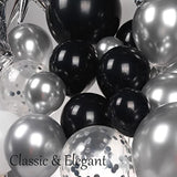 Black And White Silver Balloon Garland Arch Kit 145Pcs With Chrome Sil