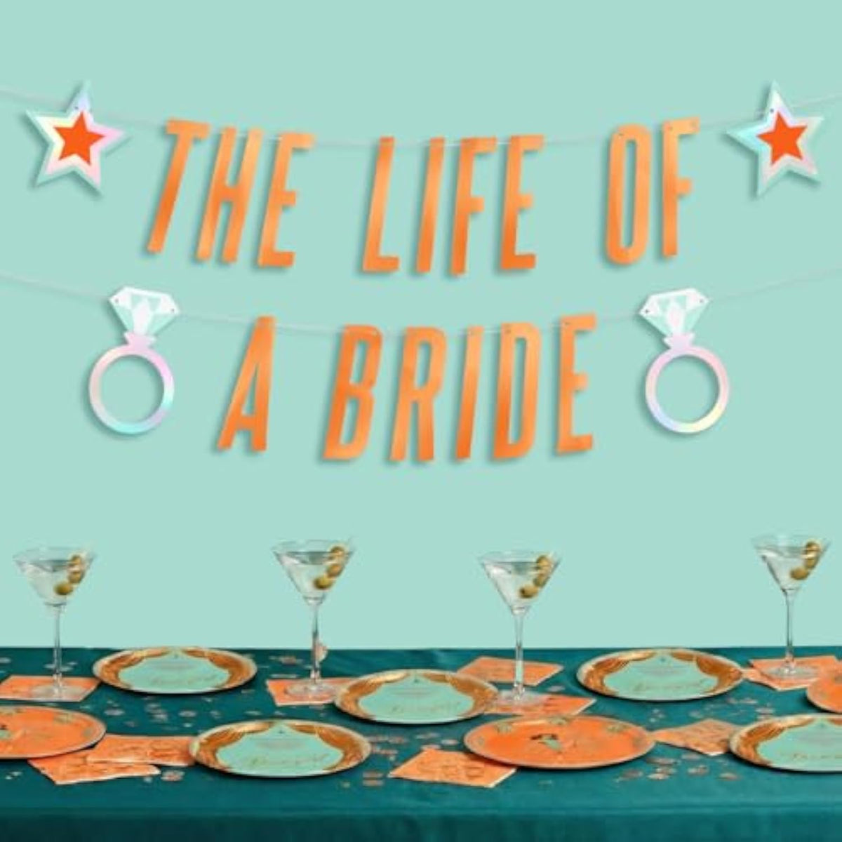 Life Of A Bride Banner | Bachelorette Decorations, Showgirl Decor, Orange Foil, Iridescent